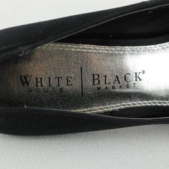 White House Black Market Jordin Women's Size 8 Black Textile Peep Toe Heels - Picture 9 of 10